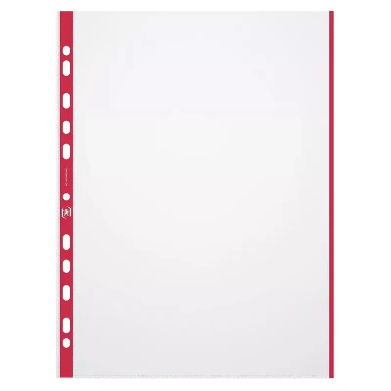 ELBA 971619-13 showtas, A4, PP, 0,09 mm, rode gekleurde rand, helder, bovenaan open, Europerforatie