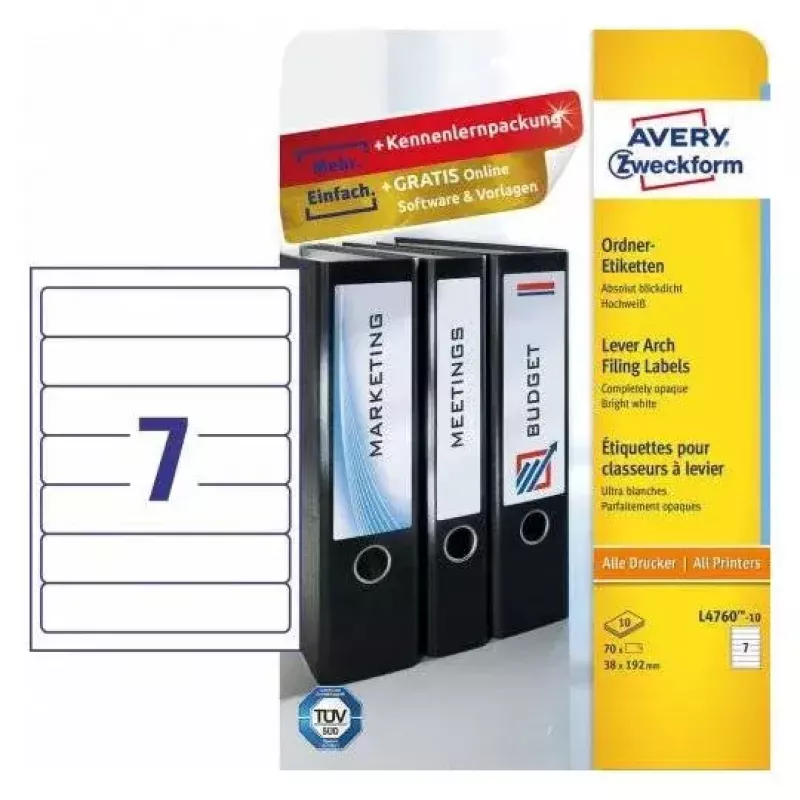 Zelfklevende etiketten Avery L4760-10 afgeronde rechthoek