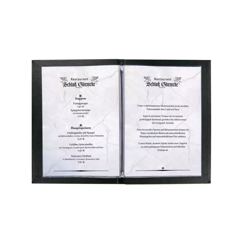 Sigel SM115 menumap A5, zwart, kunststof, met 2 transparante dubbele hoezen