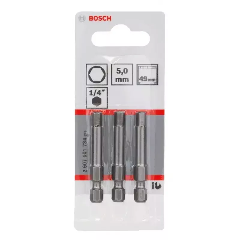 Schroefbit Bosch 2607001734 extra hard 3 stuks Hex 5 mm