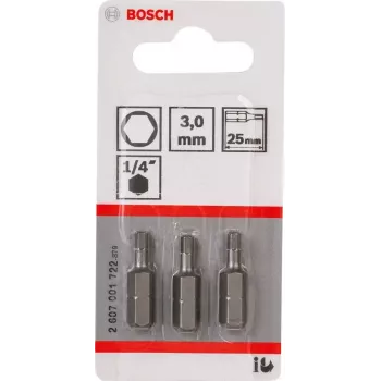 Schroefbit Bosch 2607001722 extra hard Hex 3 mm 25 mm 3 stuks