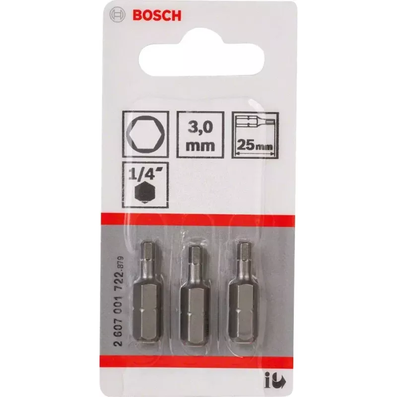 Schroefbit Bosch 2607001722 extra hard Hex 3 mm 25 mm 3 stuks