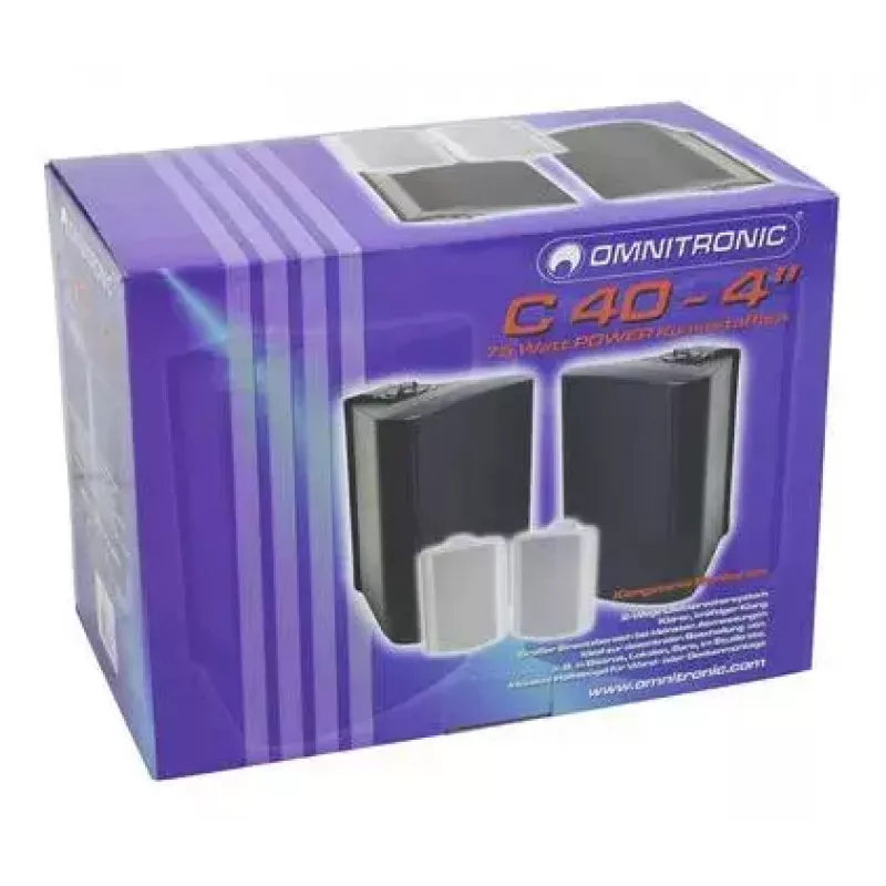 Omnitronic C-40 2-weg luidspreker, wandmontage, 50-20000 Hz, bedraad, ABS, zwart