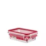 EMSA Clip & Close glazen rechthoekige doos 0,7 L rood, transparant 1 stuk