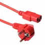 ACT netkabel netstekker CEE 7/7 stekker (haaks) - C13 rood 1,2 m