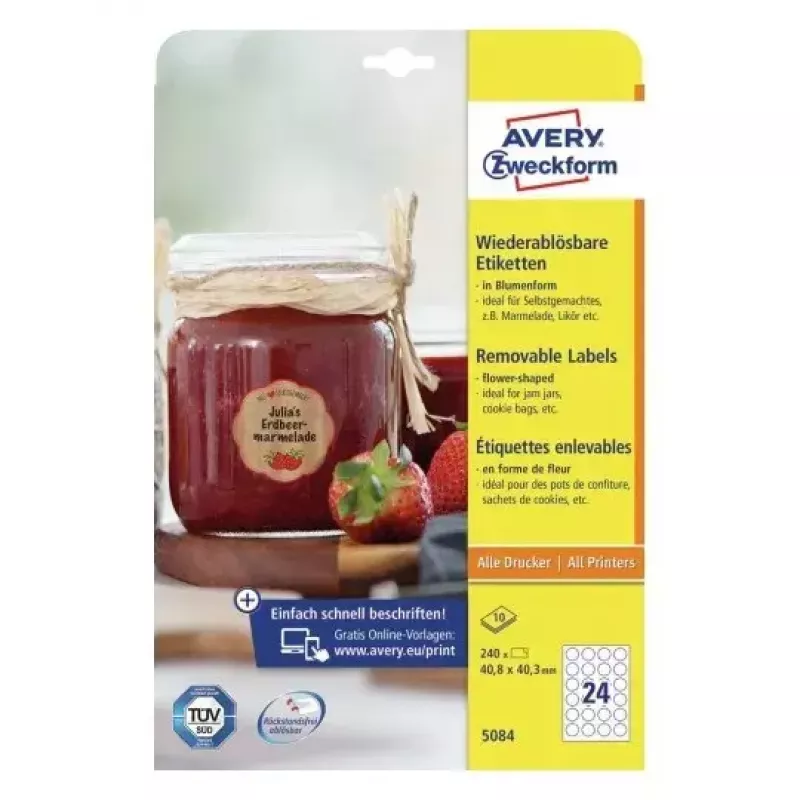 Zelfklevende printeretiketten Avery 5084