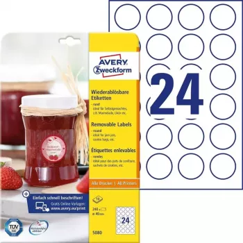 Zelfklevende ronde etiketten Avery 5080