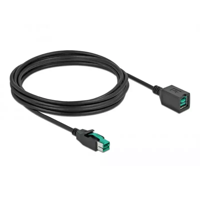 USB-verlengkabel met stroomvoorziening DeLOCK 85983 12 V 4 m zwart