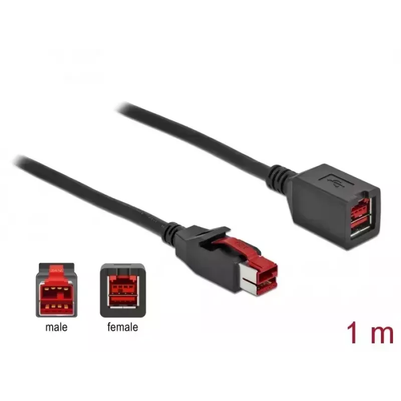 Verlengkabel met stroomvoorziening USB DeLOCK 85985 24 V 1 m zwart