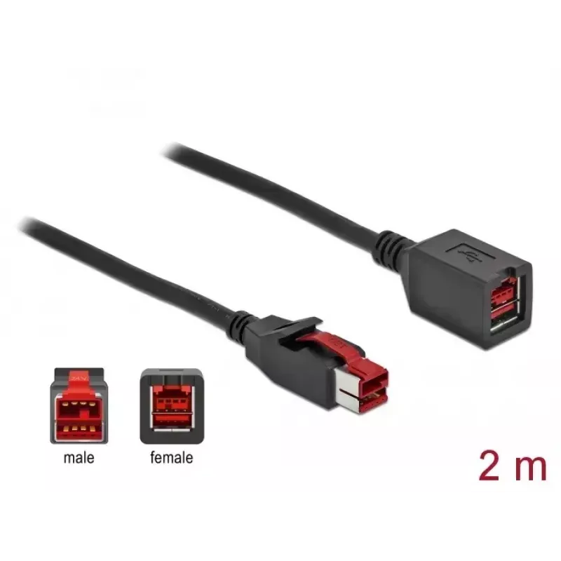 Actieve USB-verlengkabel DeLOCK 85986 24 V 2 m zwart