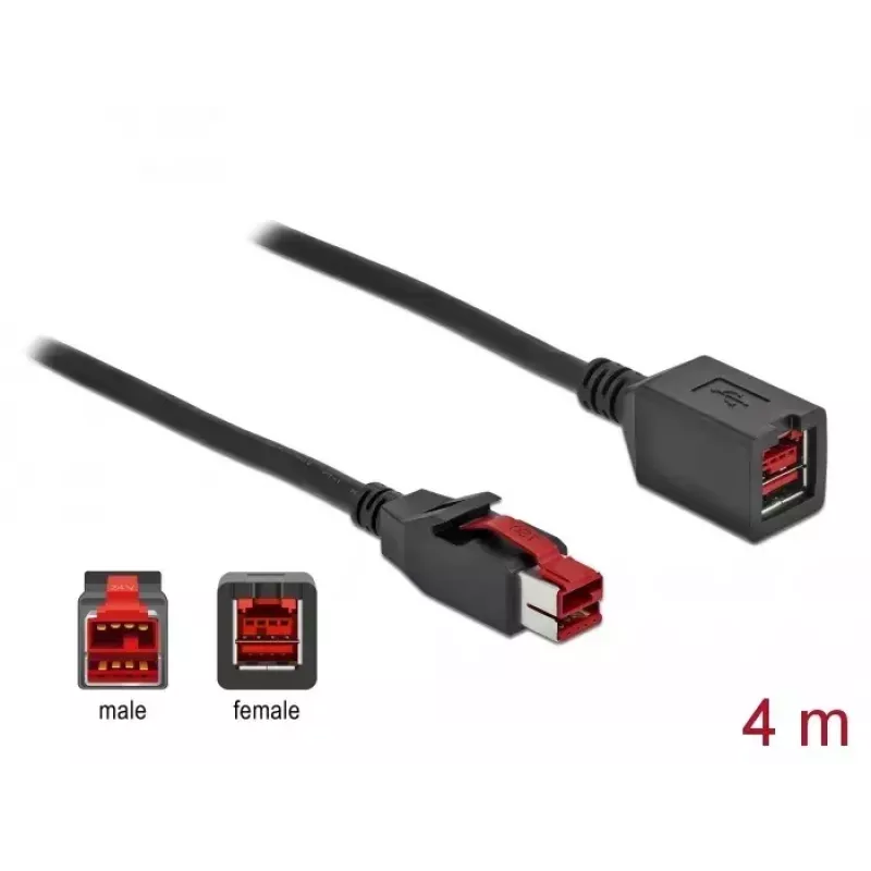 Actieve USB-verlengkabel DeLOCK 85988 24 V 4 m zwart