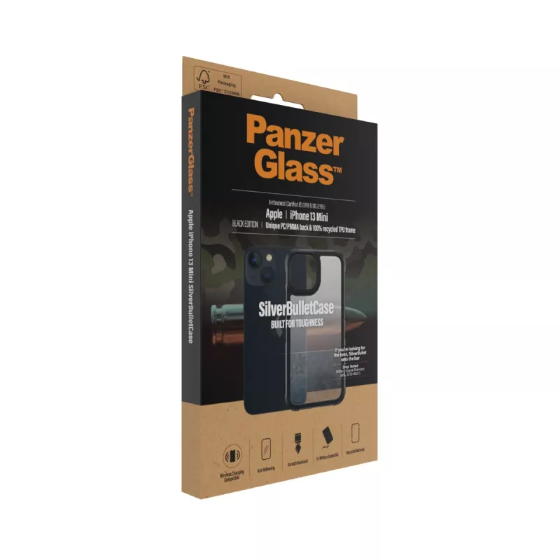 Cover PanzerGlass SilverBullet ClearCase iPhone 13 Mini zwart