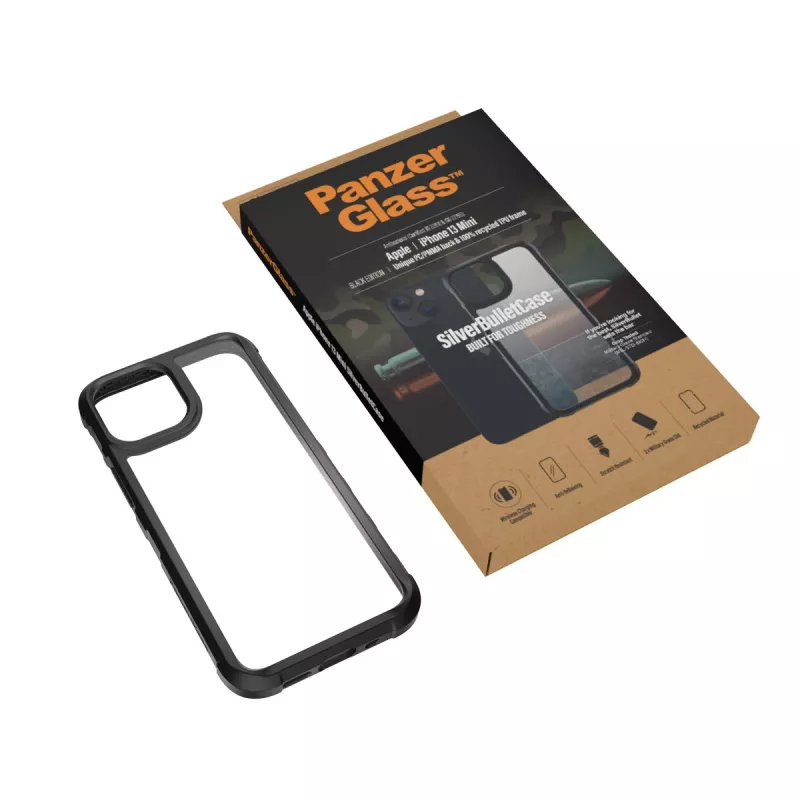 Cover PanzerGlass SilverBullet ClearCase iPhone 13 Mini zwart