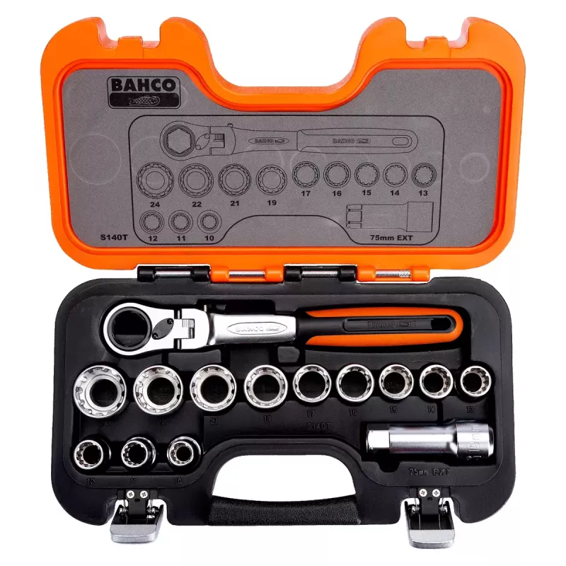 Bahco S140T dopsleutelset, 14 st.
