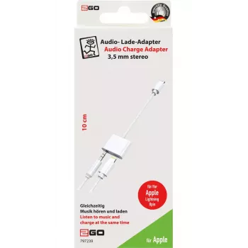 Lightning-kabel 2GO 797239 0,1 m wit Lightning naar Lightning + 3,5 mm