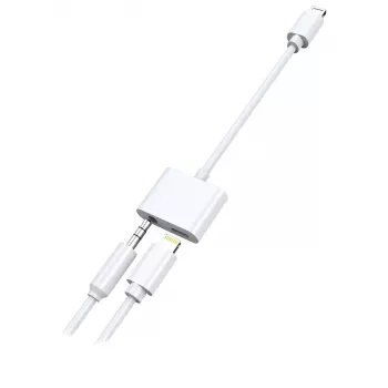 Lightning-kabel 2GO 797239 0,1 m wit Lightning naar Lightning + 3,5 mm