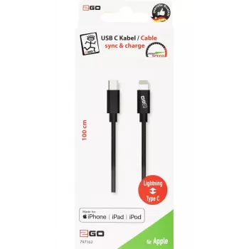 Lightning-kabel 2GO 797162 1 m zwart USB-C