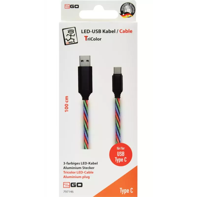 USB-kabel 2GO 797146 1 m USB-B USB-C meerkleurig