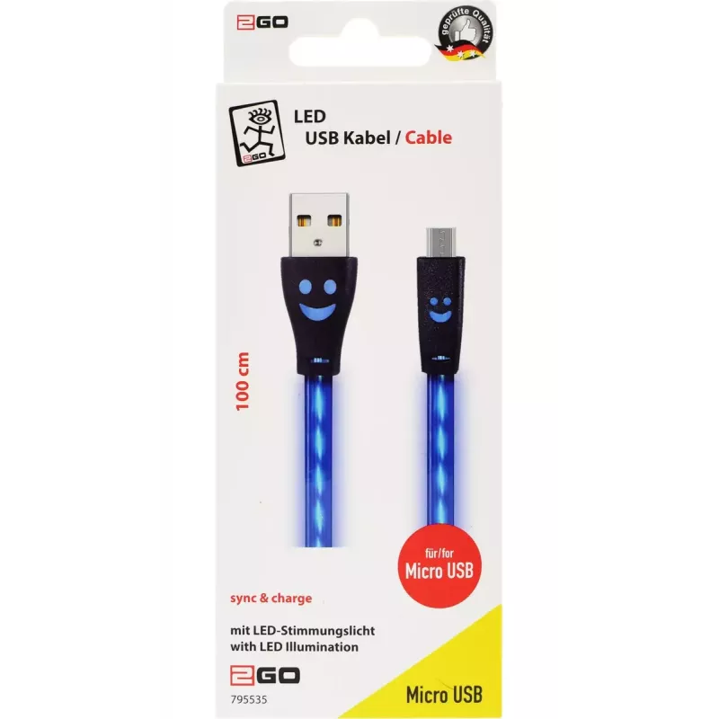 USB-kabel 2GO 795535 1 m USB-B Micro-USB-B blauw