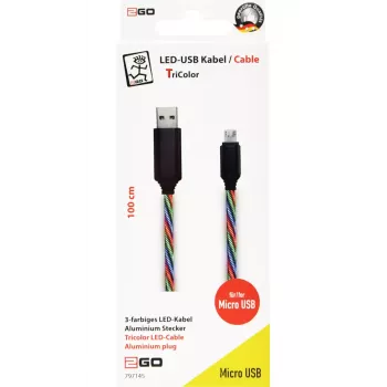 USB-kabel 2GO 797145 1 m USB-B Micro-USB-B meerkleurig
