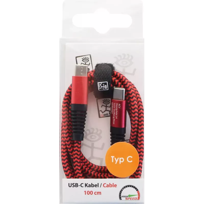 USB-kabel 2GO 797195 USB 3.2 Gen 1 1 m USB-C rood