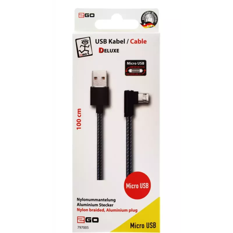USB-kabel 2GO 797005 1 m USB-B Micro-USB-B zwart