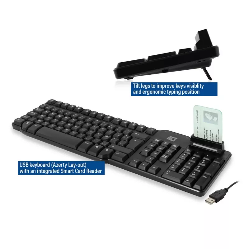 ACT bedrade toetsenbord met smartcardlezer (Azerty/BE-indeling)