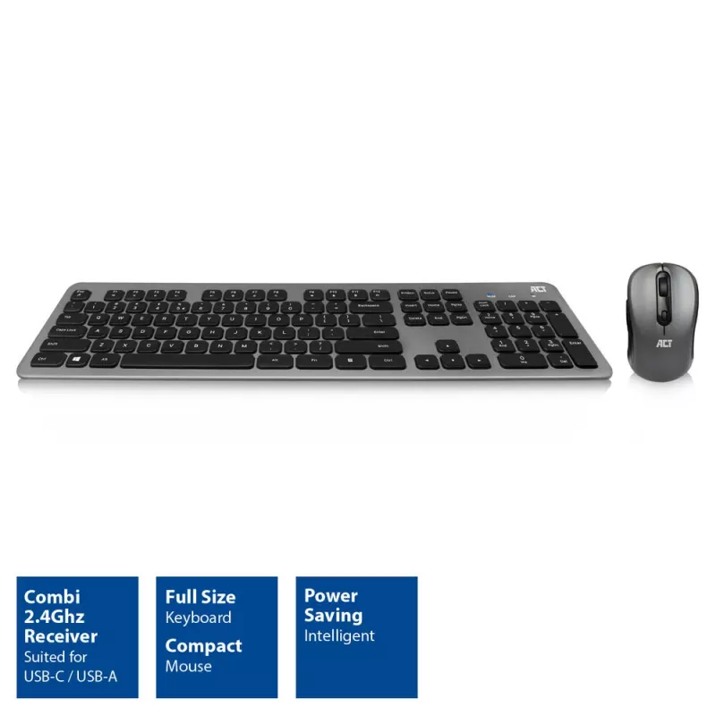ACT AC5710 draadloos toetsenbord, RF, QWERTY UK International, zwart