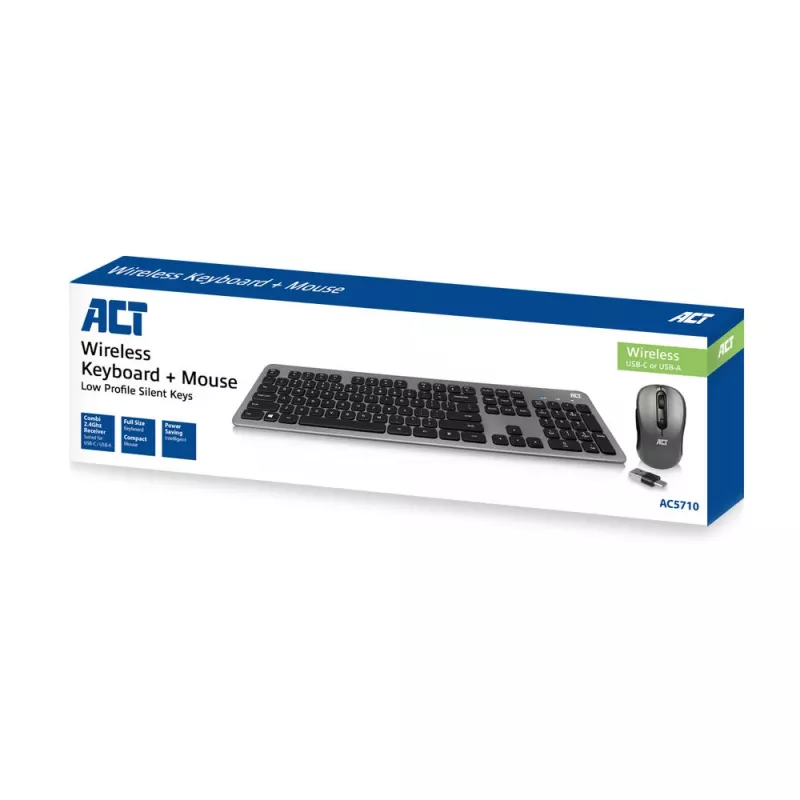 ACT AC5710 draadloos toetsenbord, RF, QWERTY UK International, zwart