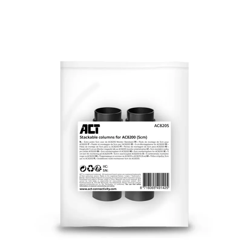 Voeten ACT AC8200 zwart 65mm tafelmotage