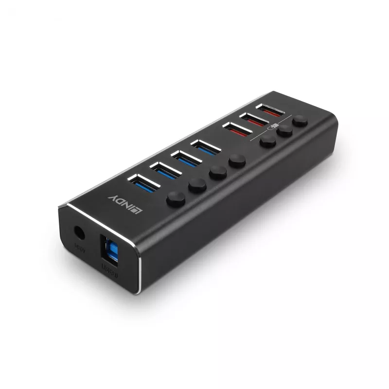 Lindy 4 poorts USB 3.0 hub met 3 Quick Charge 3.0 aansluitingen
