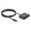 Manhattan USB-C contact-chipkaartlezer met MicroSD-slot, USB Type-C stekker naar contactlezer-interface en microSDXC, ondersteunt Windows, macOS en Linux, leest SIM-kaarten met adapter, kabel 1 m, zwart, drie jaar garantie