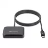 Manhattan USB-C contact-chipkaartlezer met MicroSD-slot, USB Type-C stekker naar contactlezer-interface en microSDXC, ondersteunt Windows, macOS en Linux, leest SIM-kaarten met adapter, kabel 1 m, zwart, drie jaar garantie