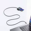 Manhattan USB-C contact-chipkaartlezer met MicroSD-slot, USB Type-C stekker naar contactlezer-interface en microSDXC, ondersteunt Windows, macOS en Linux, leest SIM-kaarten met adapter, kabel 1 m, zwart, drie jaar garantie