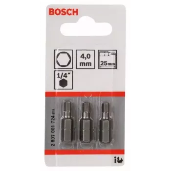Bosch 2607001724 Zeskantbit 4 mm, extra hard, C 6,3, 3 st.
