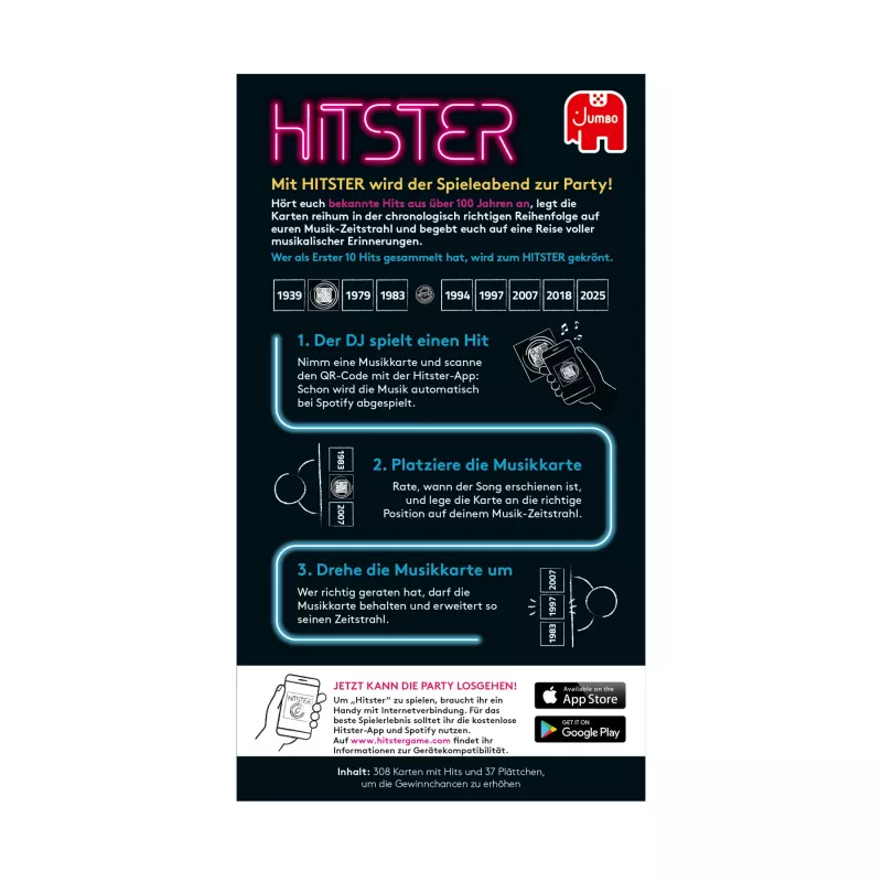 Jumbo Hitster (Duitse editie), kaartspel, feest, 16 jaar, 30 min, 30 min