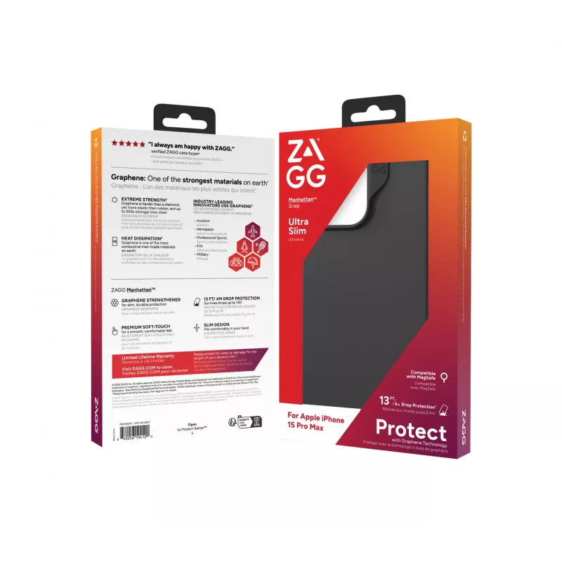 ZAGG Cases Manhattan Snap Apple iPhone 15 Pro Max zwart EN/FR