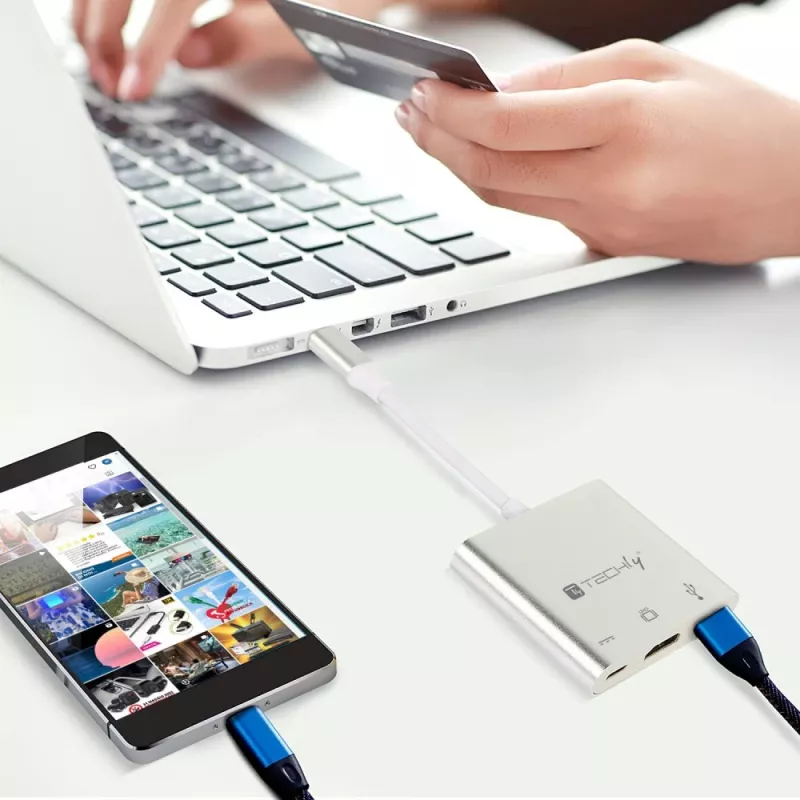 Techly IADAP USB31-HDMIPTY laptopdock/poortreplicator bedraad USB 3.2 Gen 1 (3.1 Gen 1) Type-C zilver