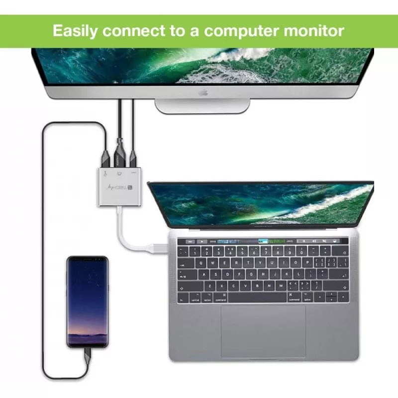 Techly IADAP USB31-HDMIPTY laptopdock/poortreplicator bedraad USB 3.2 Gen 1 (3.1 Gen 1) Type-C zilver