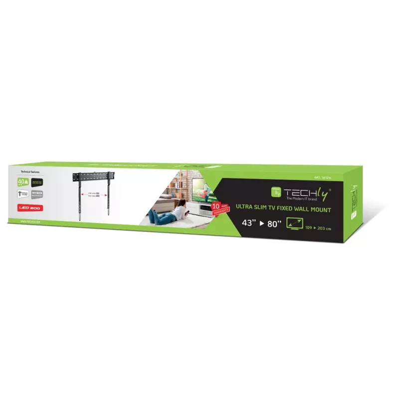 Techly ICA-PLB 736F tv-muurbeugel 2,03 m (80 inch) zwart