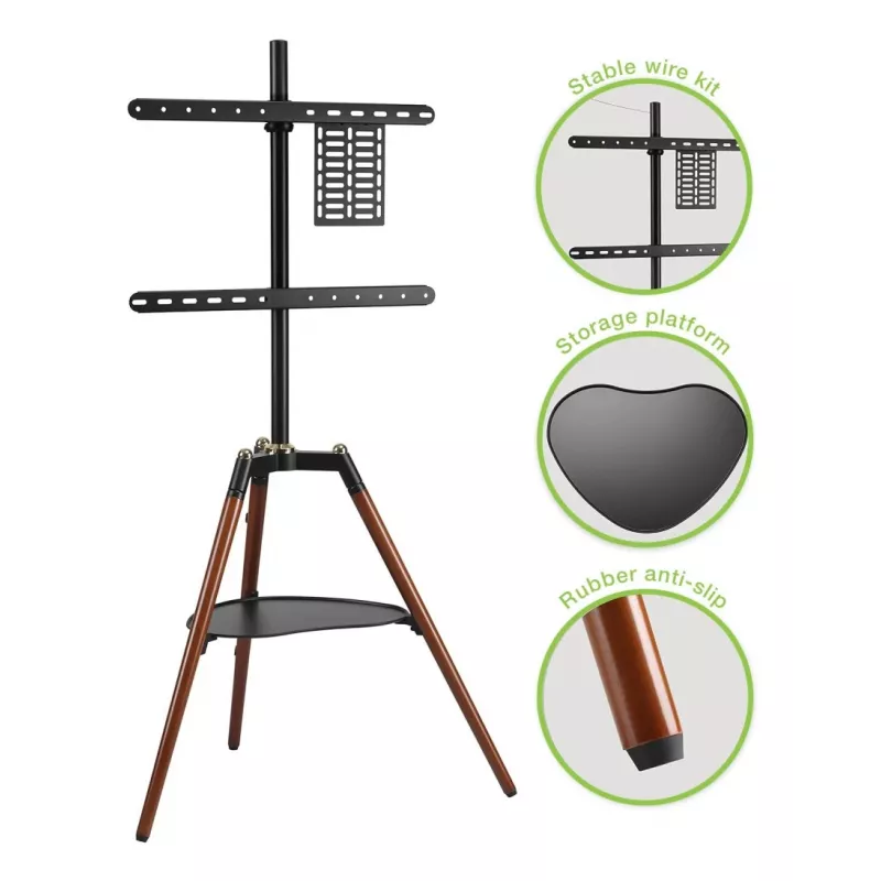 Techly ICA-TR58 tv-standaard/voet 165,1 cm (65 inch) zwart, hout