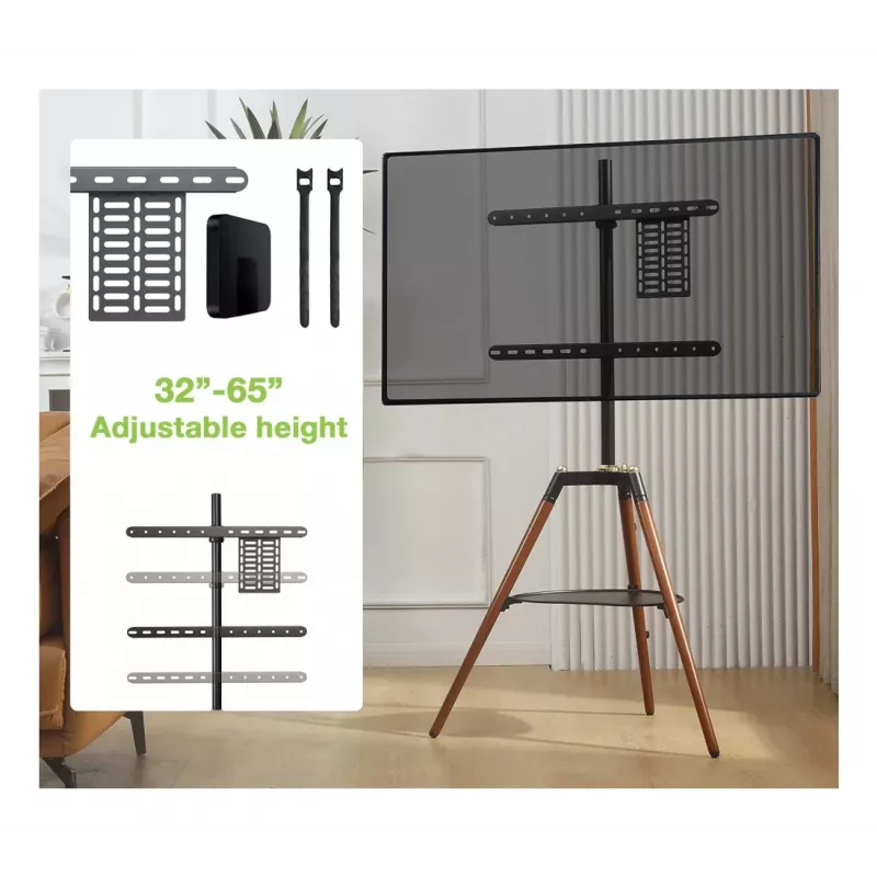 Techly ICA-TR58 tv-standaard/voet 165,1 cm (65 inch) zwart, hout