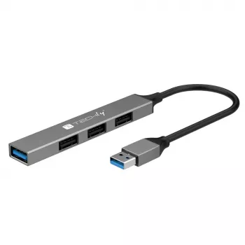 Techly IUSB32-HUB4A-3U2SLS laptop-dock/poortreplicator bedraad USB 3.2 Gen 1 (3.1 Gen 1) Type-A grijs