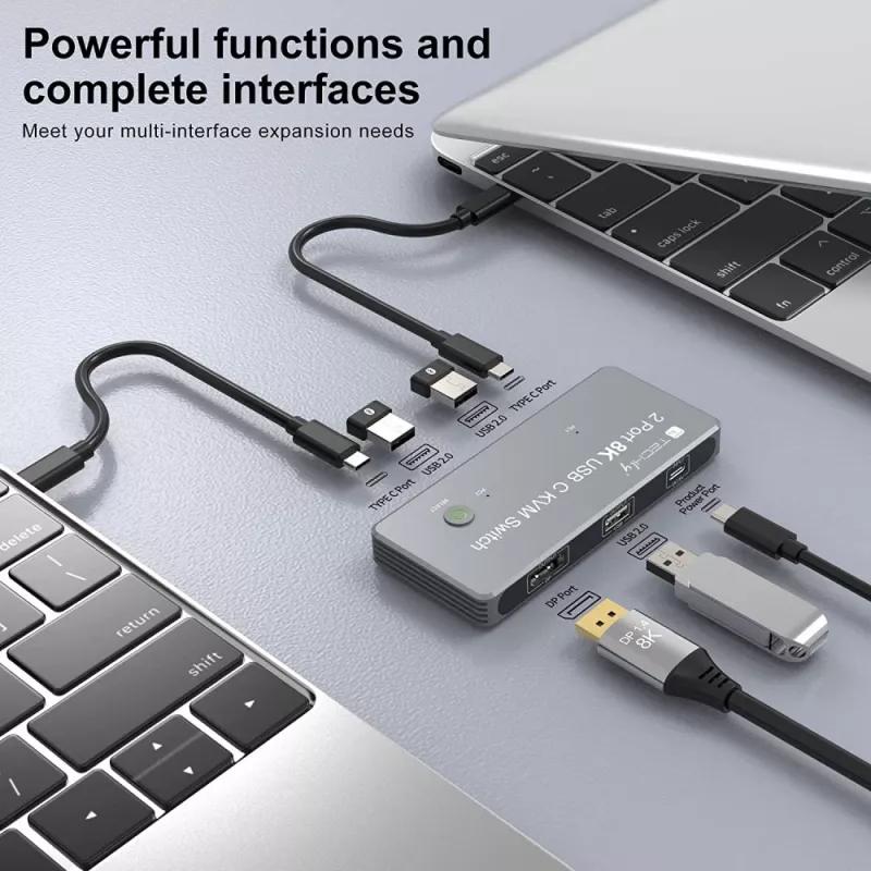 Techly IDATA KVM-DPC8K KVM-switch grijs