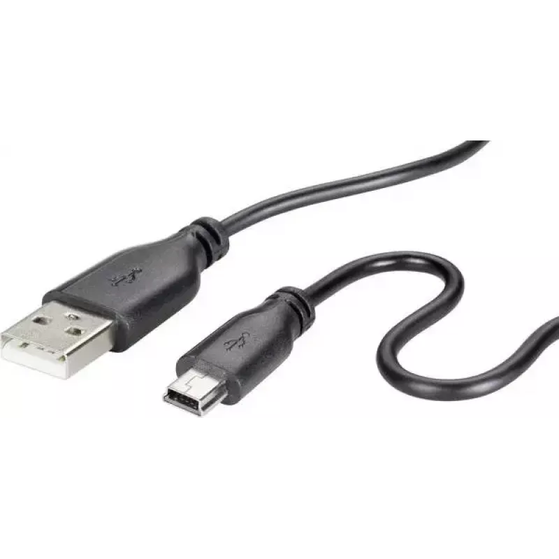 Renkforce RF-4080792 USB 2.0 datakabel, USB-A naar Mini-USB-B, 1 m, zwart