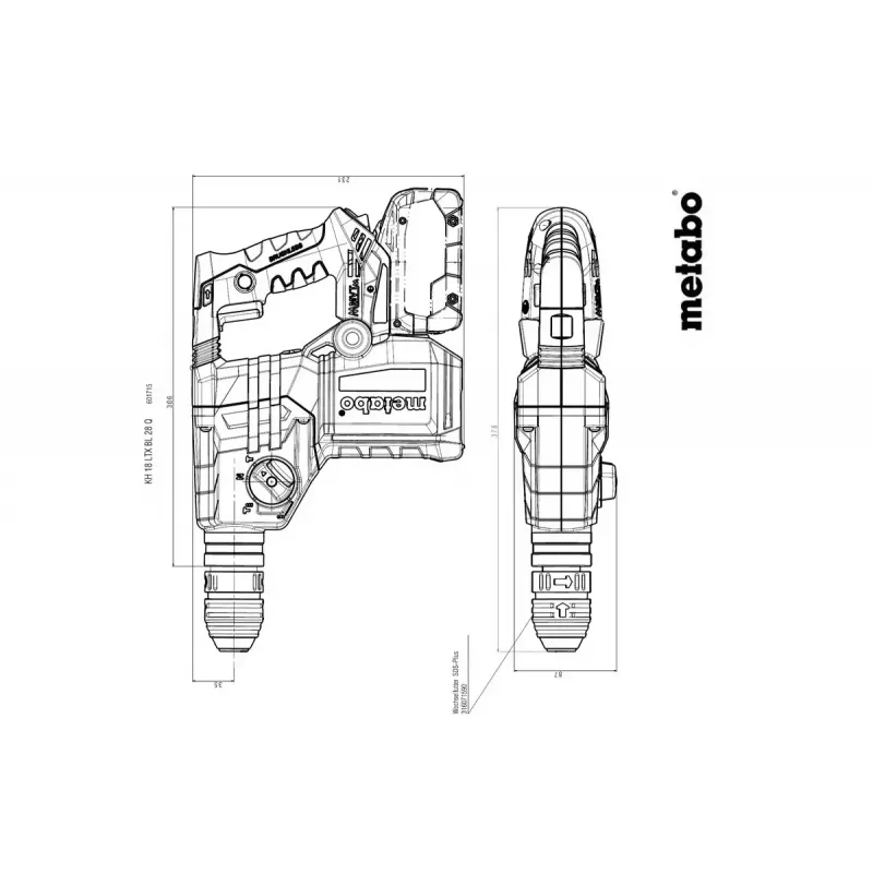 Hamerboor Metabo KH 18 LTX BL 28 Q 1000 RPM SDS Plus