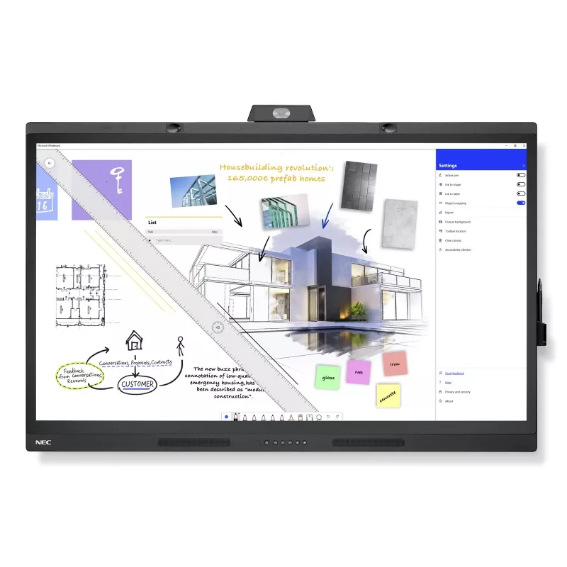 NEC WD551 interactief whiteboard 139,7 cm (55 inch) 3840 x 2160 pixels touchscreen