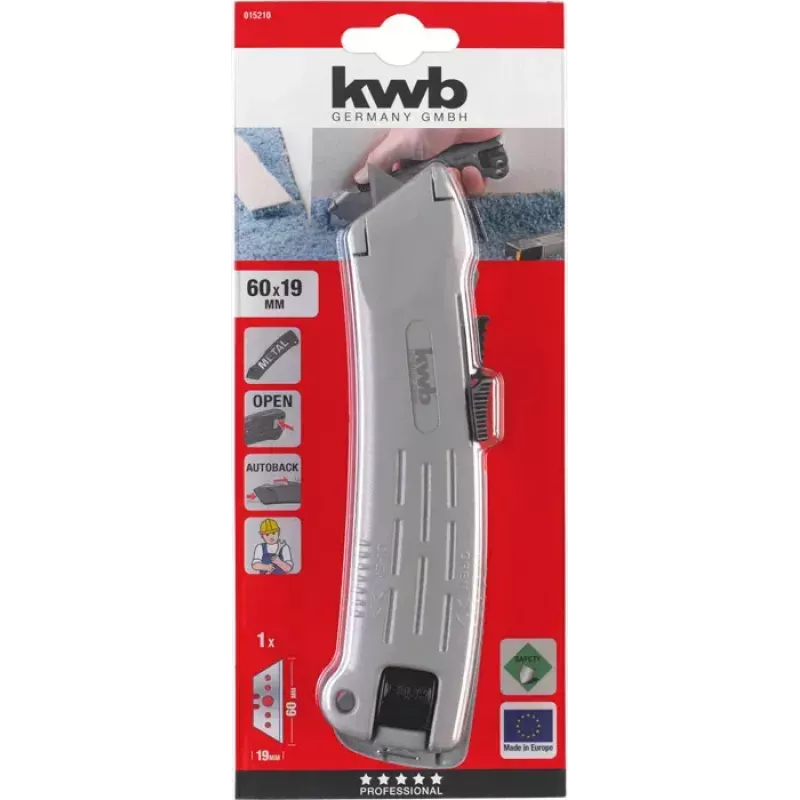 KWB 015210 Profi veiligheidsmes met trapeziumvormig mes, 173 mm