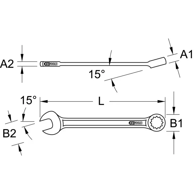 Combinationsleutel KS Tools 517.0610, 10 mm, chroom-vanadium, 140 mm lengte