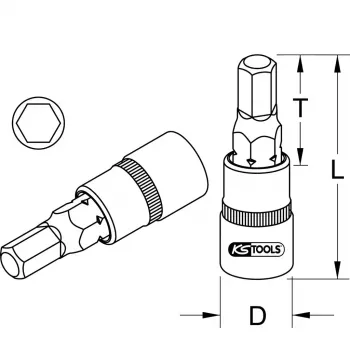 KS Tools 1/4 inch bitdop inbus, 5 mm (911.1438)
